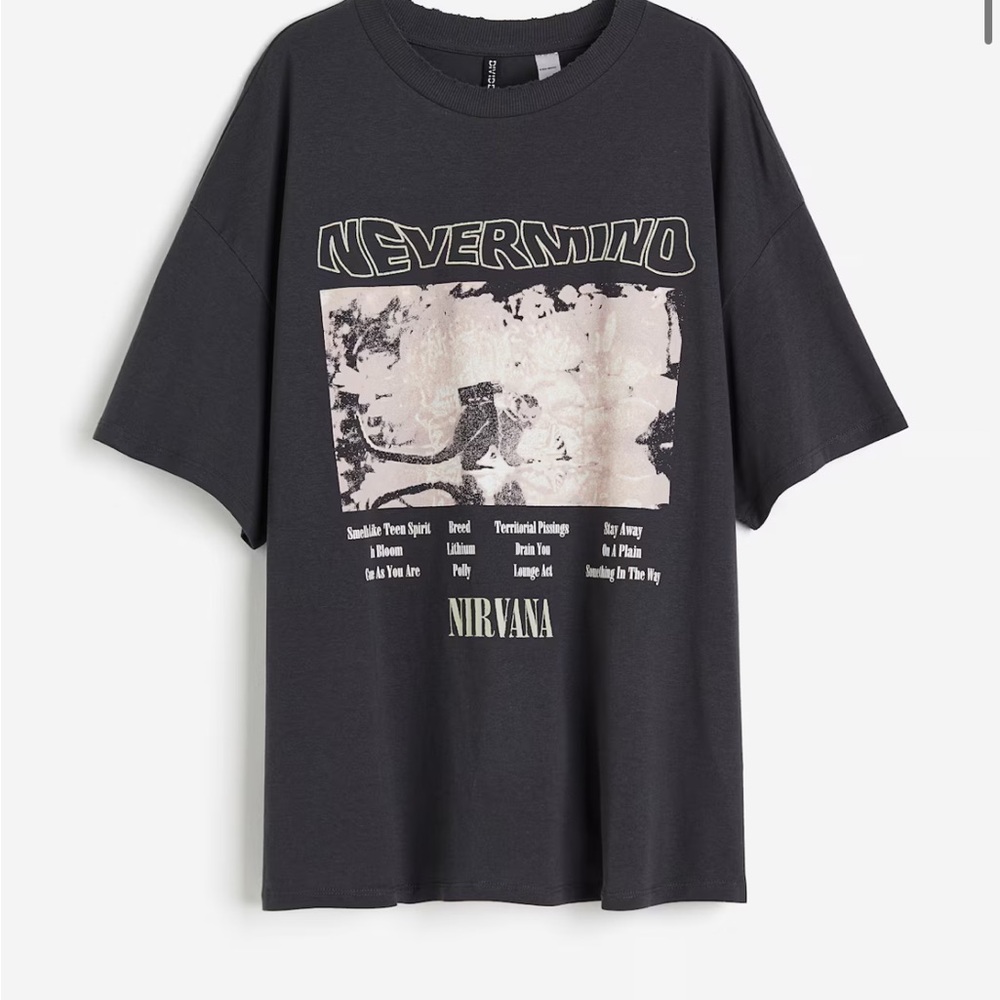 NIRVANA Nevermind Graphic Tee - Black and Cream Print